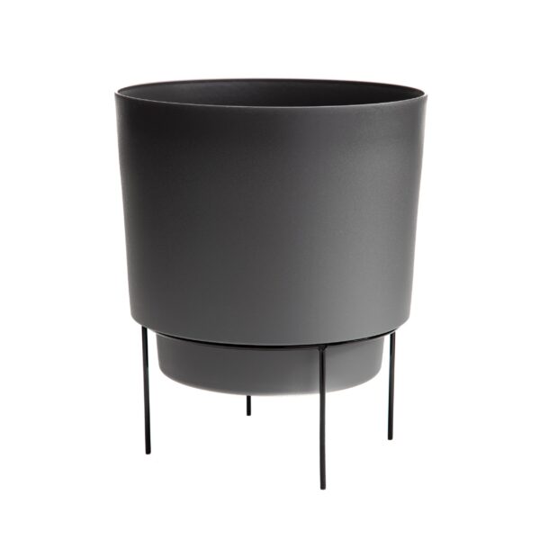 Hopson Black Metal Stand with Charcoal Cray Planter
