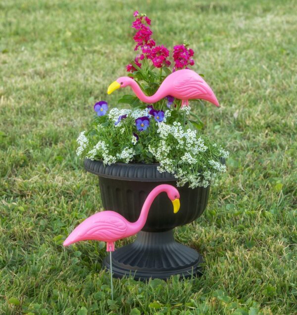 Mini Mingos Pink Flamingos in flower pot